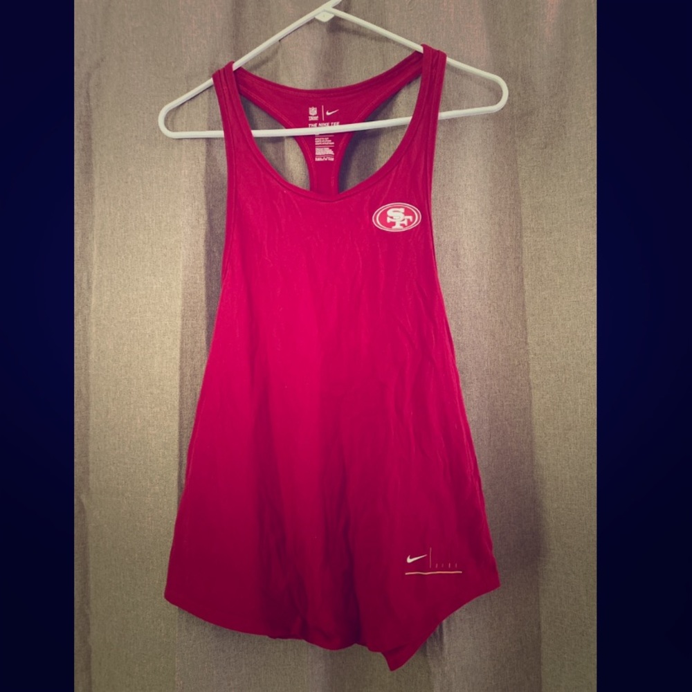 49ers fan, red woman’s racer back tank